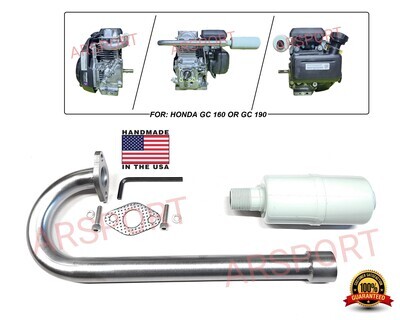 Honda GC160 / Honda GC190 Exhaust Muffler pointing back 19&quot; total length.