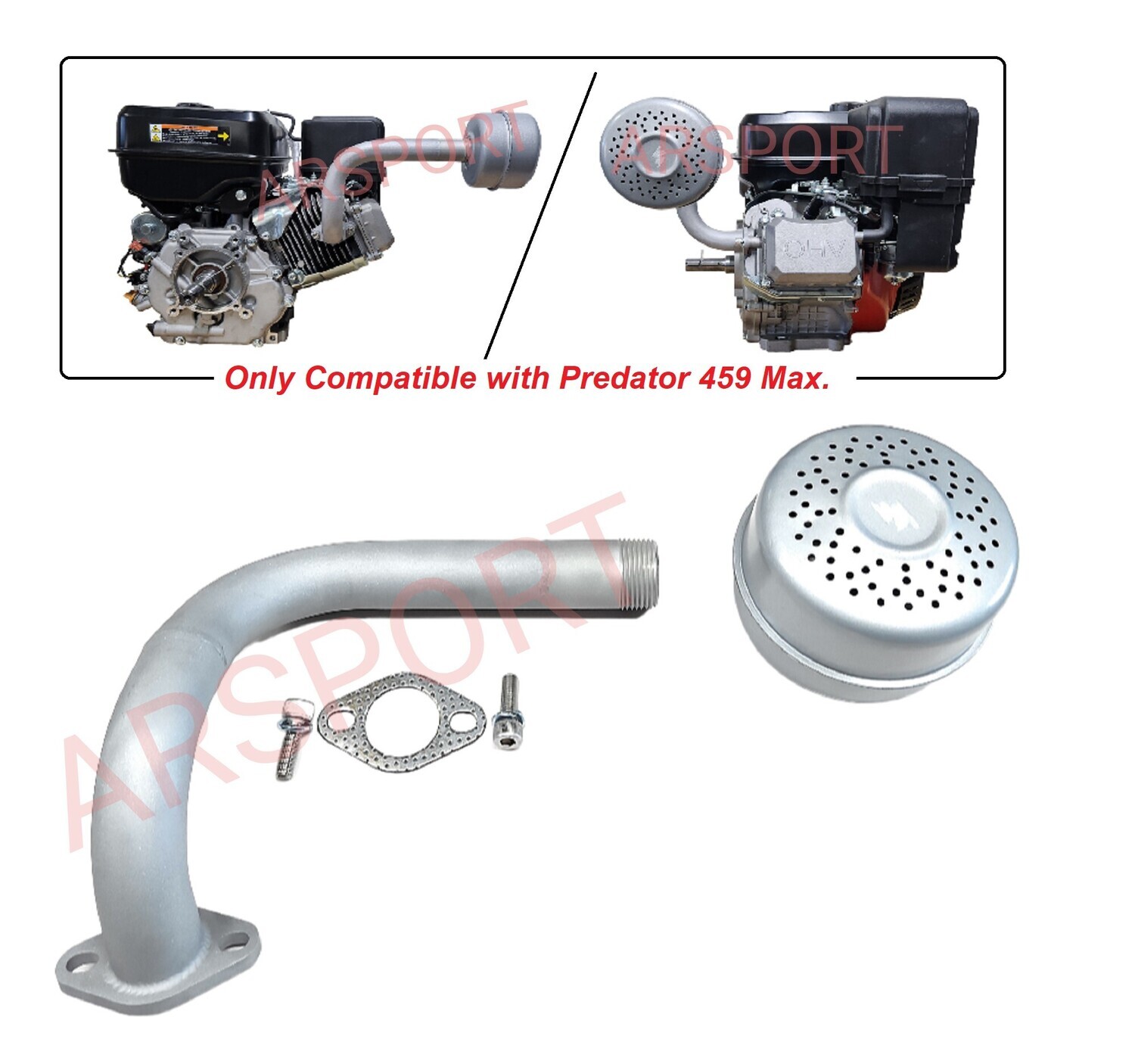 Exhaust pipe Muffler Compatible for Predator Max 459, Gokarts, Golf cart