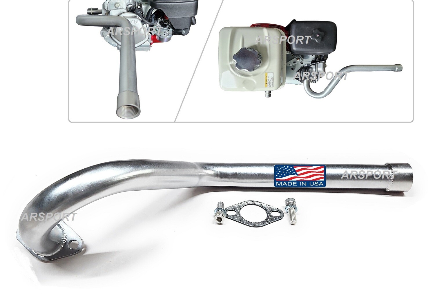 Center Exhaust with 1&quot; NPT thread for GX240, GX270, GX390. Predator 301cc, Predator 420cc