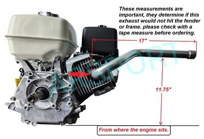 Center Exhaust with 1" NPT thread for GX240, GX270, GX390. Predator 301cc, Predator 420cc