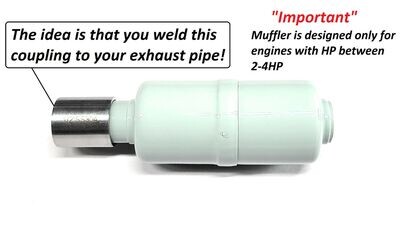 Muffler for: 2-4hp, + 1/2 304 Stainless Steel Thread Coupling.