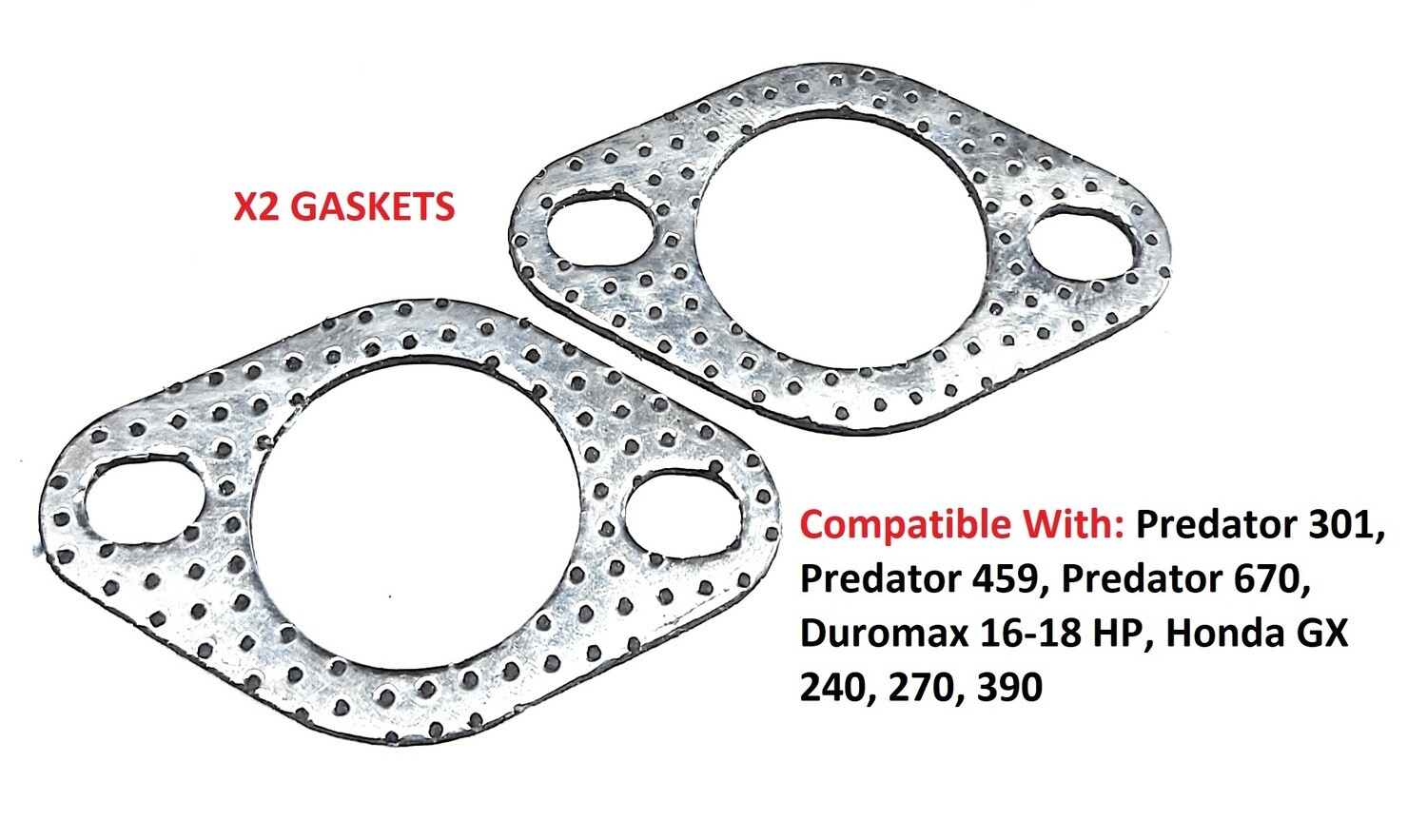 x2 Muffler Exhaust Gasket For Predator Max 459cc, 301, 420, 670. Honda GX390 GX340 GX270 GX240,