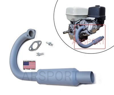 Exhaust &amp; Muffler pipe for: Predator Max 459cc &amp; Predator 301, 420. Honda GX240, 270, 390