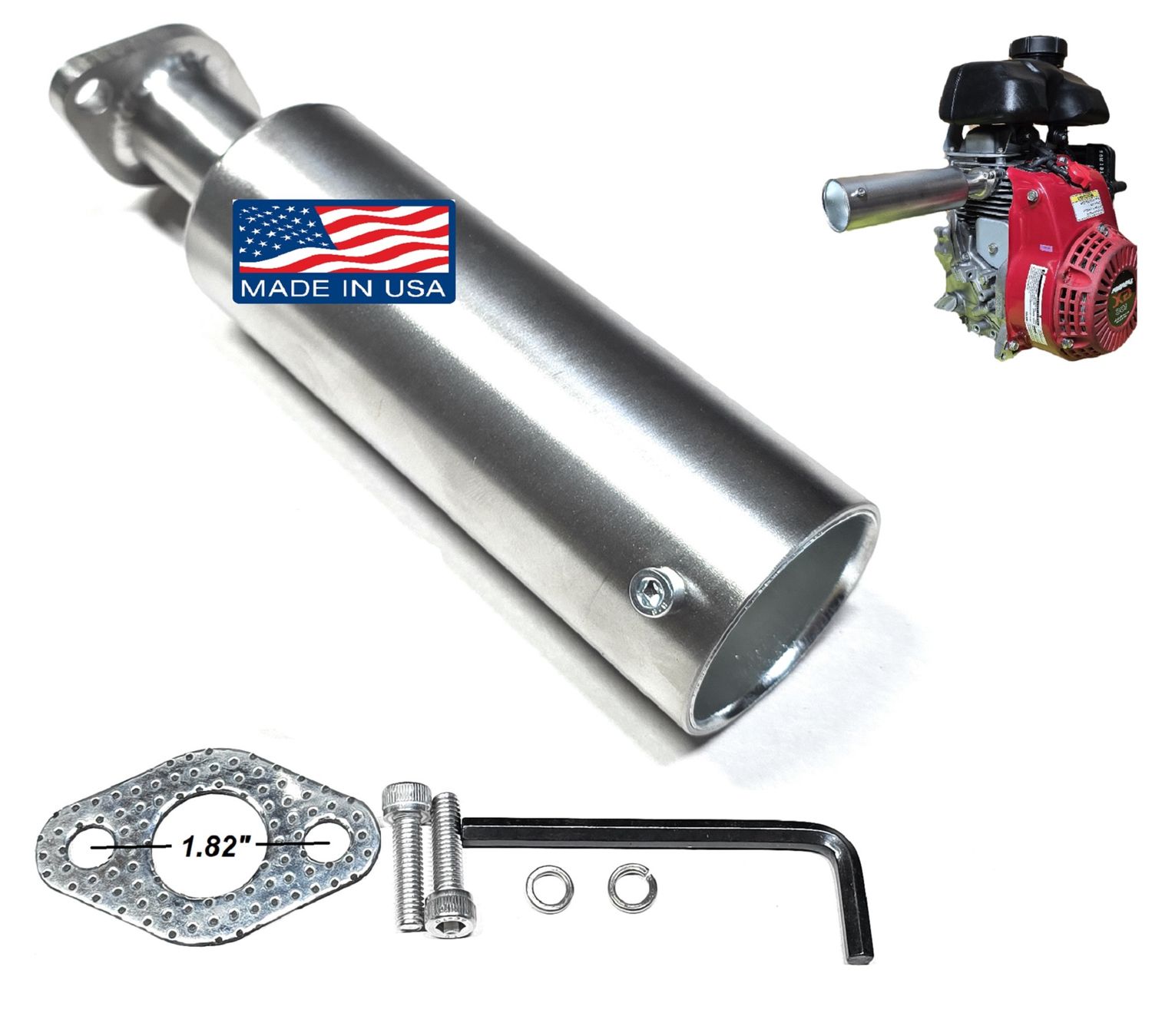 Exhaust Muffler Stainless steel 304 for Honda GX100 / Honda GC160, GC190