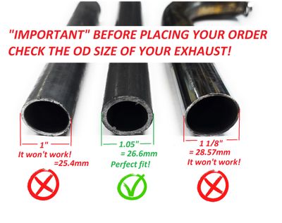 Slip-On Muffler 304 Stainless Steel with SS Clamp for 1.05" OD Exhaut pipe. Generator, Minibike, Gokarts, Mud motors 3hp-10HP