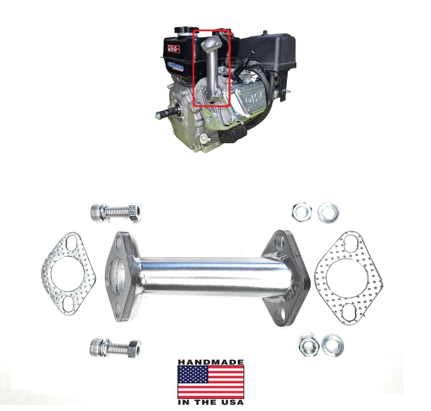 Exhaust Pipe Short Extension for log Splitter, Predator 212 / 224, Honda GX160 \ GX200