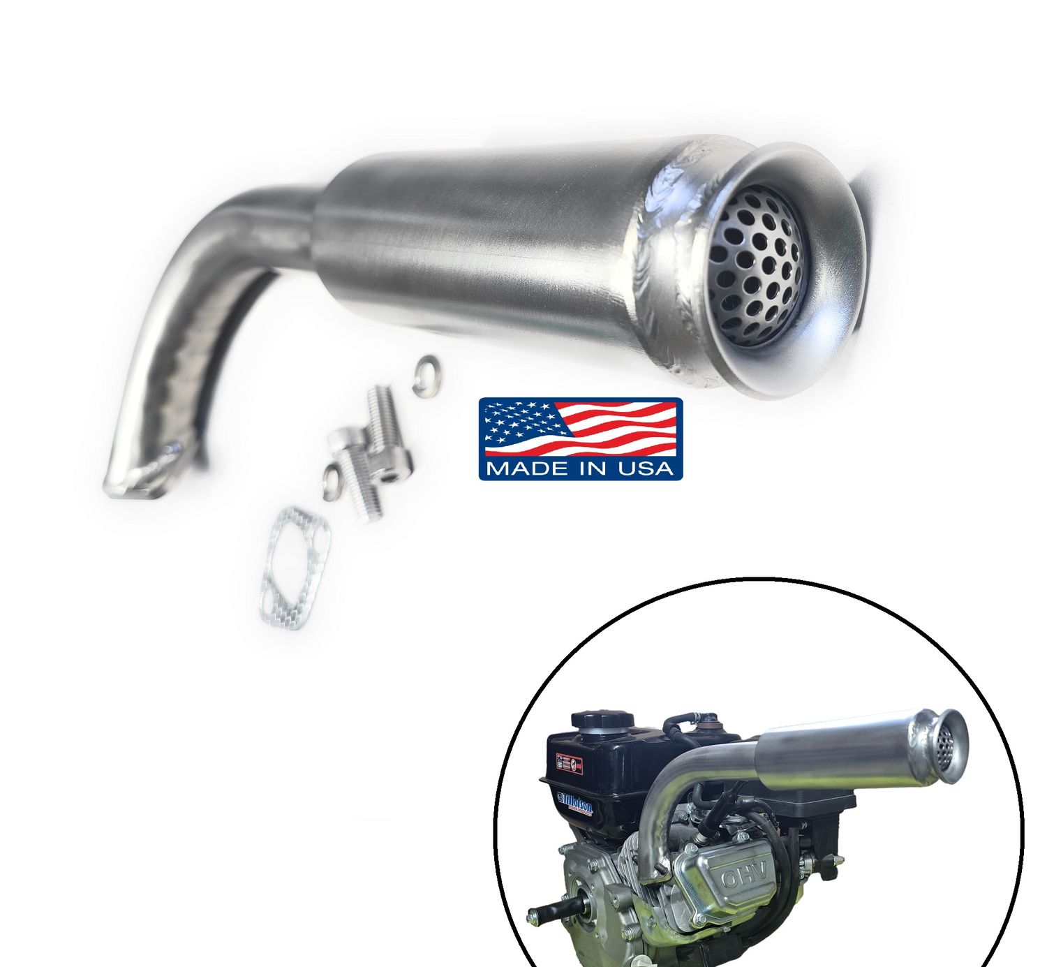 Stainless steel Tight angle Exhaust Pipe For: Predator 212cc, Honda GX160 GX200