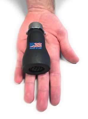 Small sound reducer, black back pressure exhaust tip with 3/4 NPT thread. USA