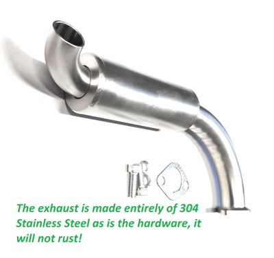 Stainless Exhaust Muffler for Surface drive mud motor compatible with Hond GX160 &amp; GX200, Predator 212, Predator 224cc Surface Drive Motor, mud motors, Lake boats.