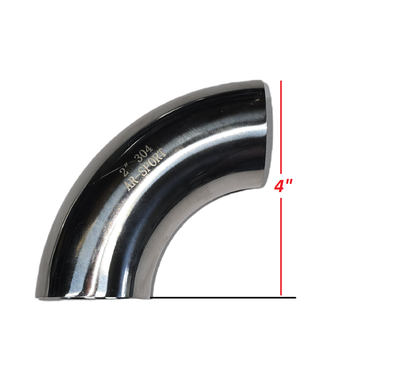 304 Stainless Steel Welded 90 Degree Long Radius Mandrel Bend Elbow Pipe 2" OD