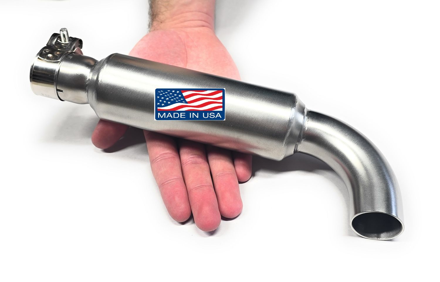 Stainless Steel Muffler Slip-On 1.25&quot; OD tubing, 90 degree exit, Predator 420, Predator 670, Predator 459, GX240, GX270, GX390, Generator, minibike, Gokarts.
