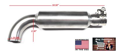 Stainless Steel Muffler Slip-On 1.25" OD tubing, 90 degree exit, Predator 420, Predator 670, Predator 459, GX240, GX270, GX390, Generator, minibike, Gokarts.