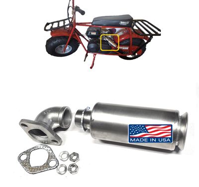 Stainless Steel Short Muffler for CT200U, BT200X, Warrior 200, CT200U-EX Predator 224