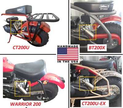 Stainless Steel Short Muffler for CT200U, BT200X, Warrior 200, CT200U-EX Predator 224
