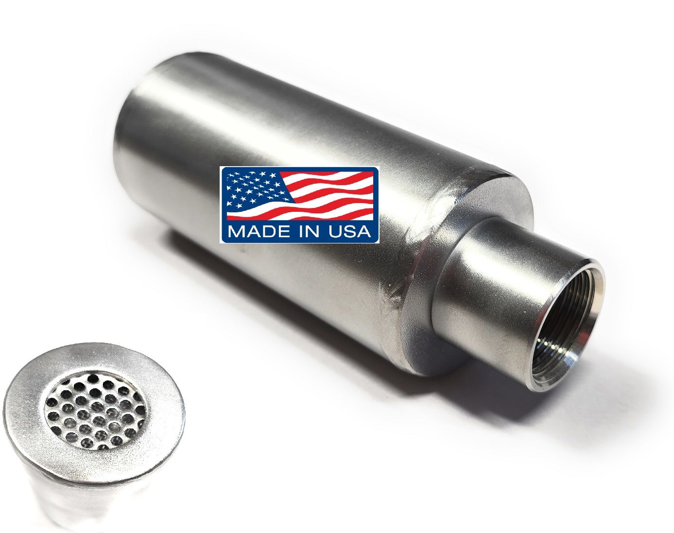 Short Muffler 304 Stainless Steel, 3/4 NPT Female thread, Spark arrestor, for Predator 212, 224cc, colema 198cc, GX160, GX200, Generator, minibike, Gokarts, Mud motors, Surface motors.