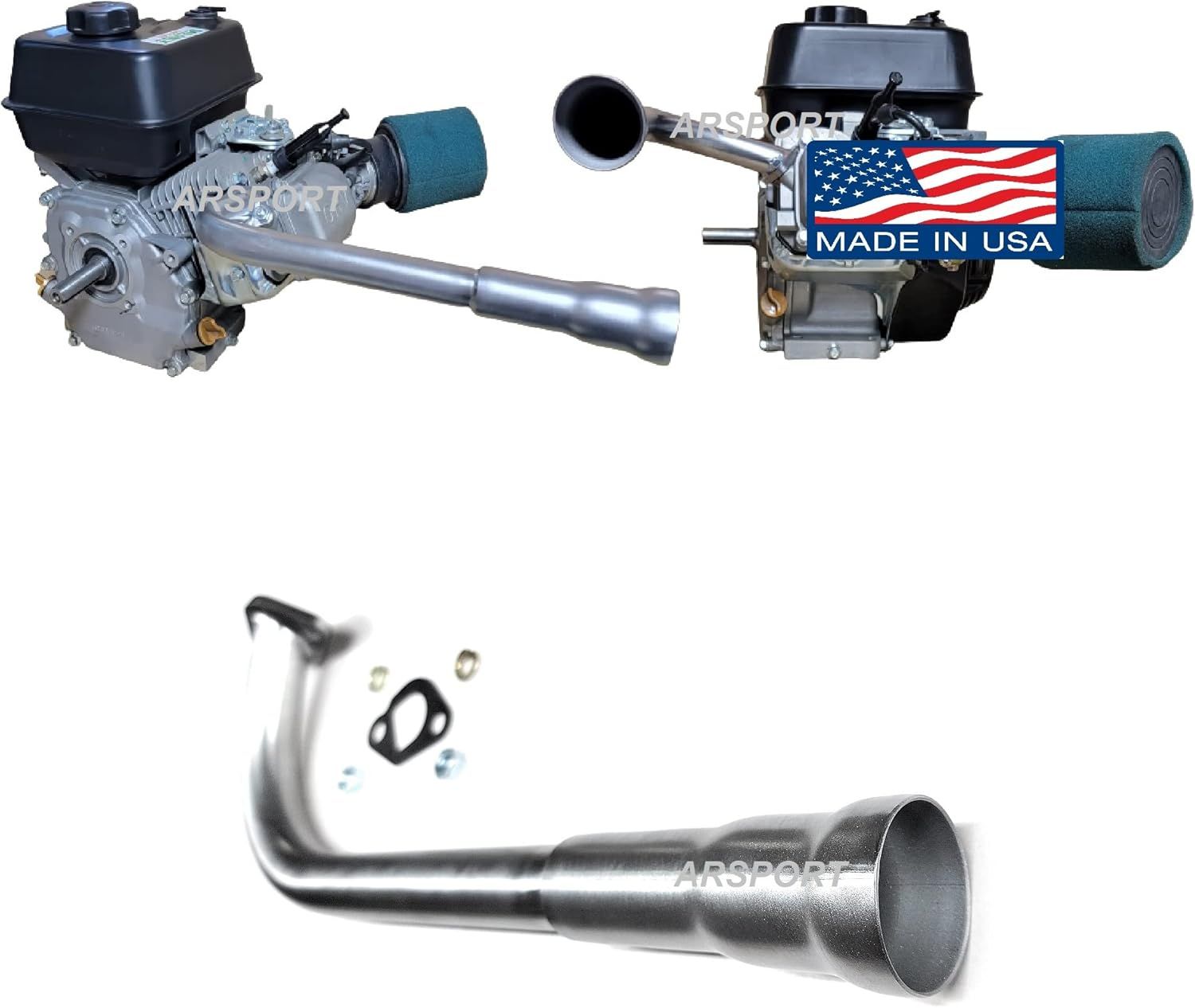 3 Stage Exhaust Header Pipe Fits Predator 212cc GX160 GX200 Go Kart &amp; Mini Bikes