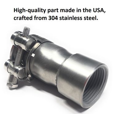 304 Stainless Steel Tube Adapter – 1.25” OD Slip-On to 1” NPT Female Thread, Exhaust Connector for Go-Karts, Minibikes, Golf Carts, and Generators etc.