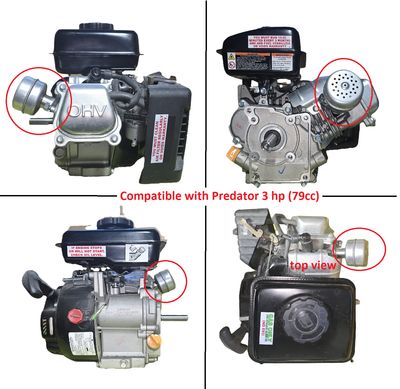 Compact Exhaust adapter + Muffler for: Predator 3HP 79cc from Harbor Freight