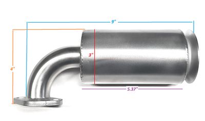 3" fat low &amp; short Stainless steel heavy duty Muffler Spark arrestor inside, Predator 420, Predator 459, GX240, GX270, GX390, Generator, gokars, minibike muffler replacement.