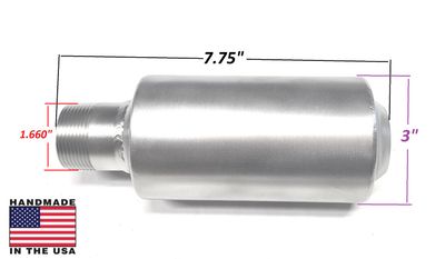 Heavy-Duty 3” OD Stainless Steel Muffler with Internal Spark Arrestor – 1-1/4” NPT Male Thread