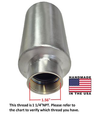 Heavy-Duty 3” OD Stainless Steel Muffler with Internal Spark Arrestor – 1-1/4” NPT Female Thread