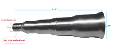 Heavy-Duty Trumpet-Style Exhaust Muffler with Internal Baffle &amp; Mesh – Mild Steel – 1/2" NPT Thread – Fits 2–5 HP