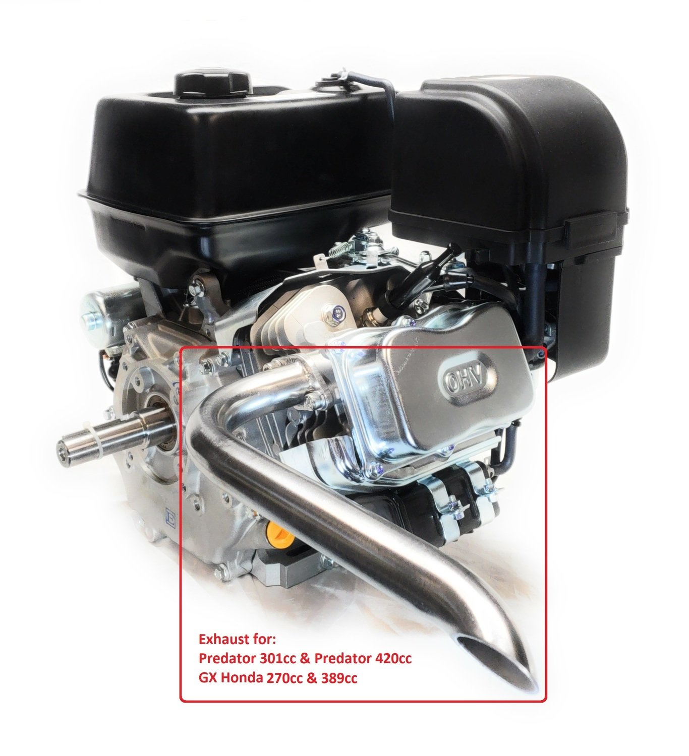 Header Exhaust Pipe for mini bikes, Predator 301cc &amp; 420cc, GX Honda 270 &amp; 389