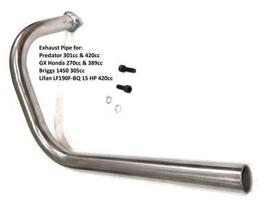 GX Honda 270 &amp; 389, Predator 301cc &amp; 420cc Header Exhaust Pipe.