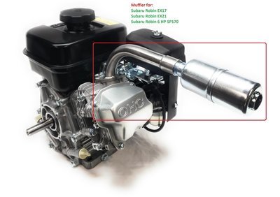 Exhaust With Muffler for: Subaru Robin EX17, EX13, Subaru Robin EX21 &amp; Subaru Robin 6 HP SP170