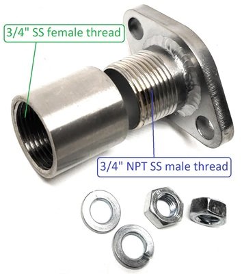 Predator 79cc 3HP 3/4" SS Male &amp; Female Thread Pipe with Exhaust Flange.