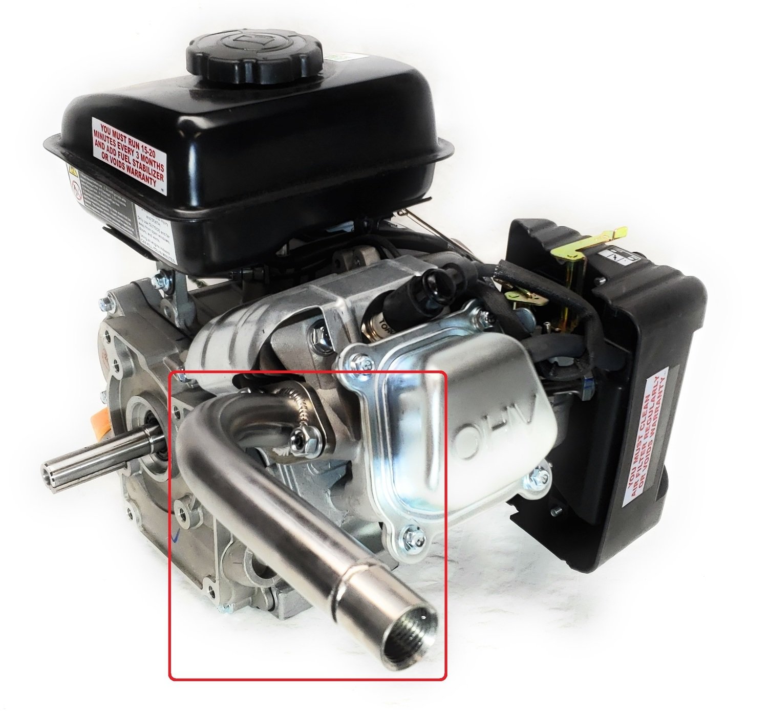 Predator 79cc Harbor Freight exhaust pipe, 1/2&quot; SS Female Thread.