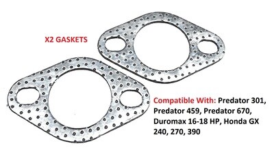 x2 Muffler Exhaust Gasket For Predator Max 459cc, 301, 420, 670. Honda GX390 GX340 GX270 GX240,