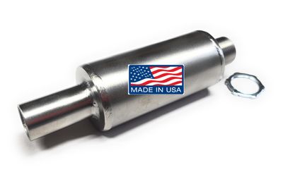 304 Stainless Steel Heavy Duty Muffler 3/4" NPT – For 6-12 HP Small Engines – Connects to 1" ID Exhaust Flex Tubing – Must Have 3/4" Female Thread to Connect