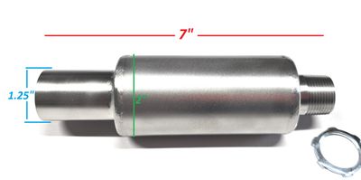 304 Stainless Steel Heavy Duty Muffler 3/4" NPT – For 6-12 HP Small Engines – Connects to 1.25" ID Exhaust Flex Tubing – Must Have 3/4" Female Thread to Connect