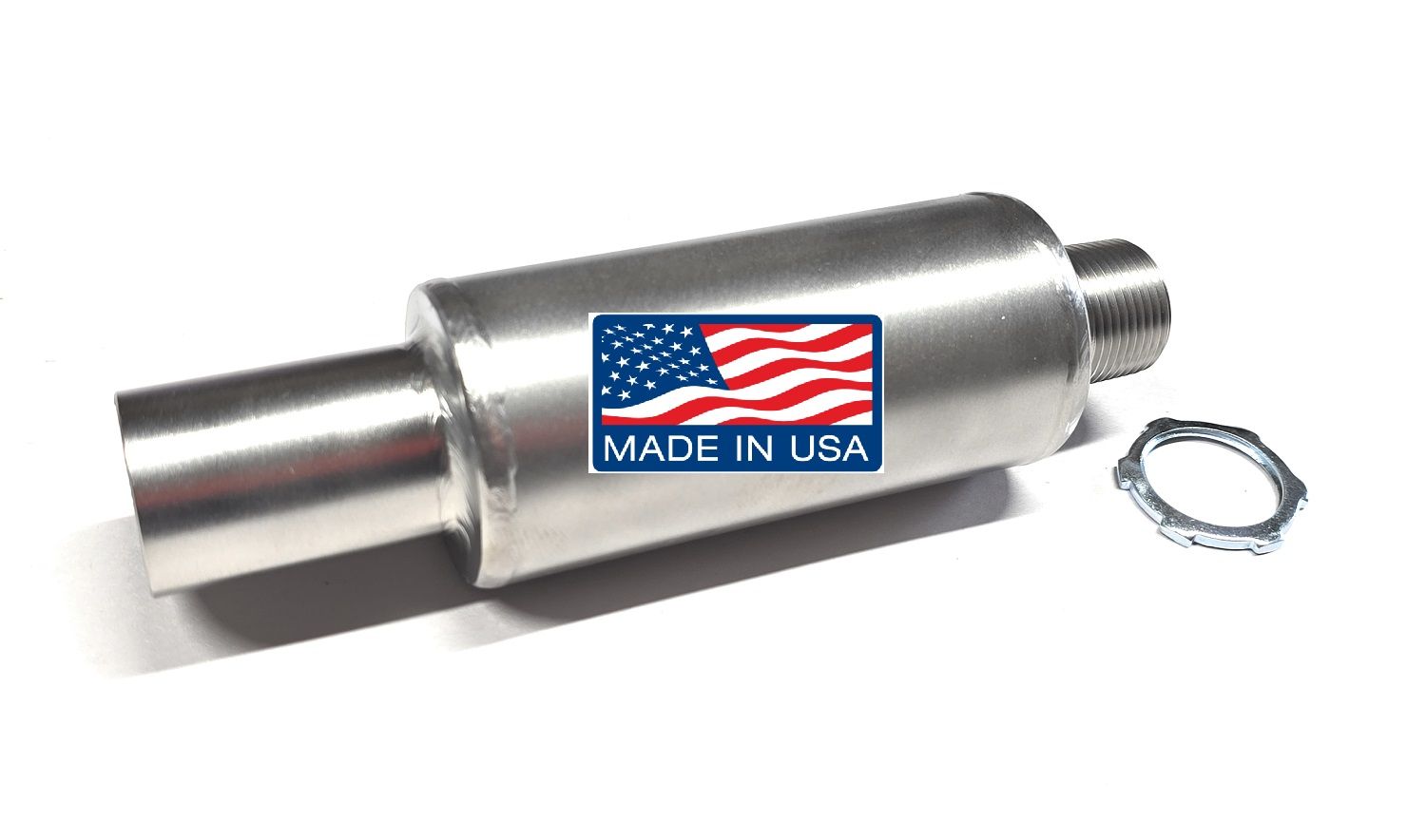 304 Stainless Steel Heavy Duty Muffler 3/4" NPT – For 6-12 HP Small Engines – Connects to 1.25" ID Exhaust Flex Tubing – Must Have 3/4" Female Thread to Connect