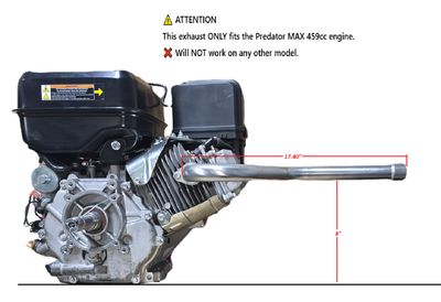 Heavy Duty Center Exhaust Replacement | Center Mount Design | 1" NPT Female Thread | Mild Steel | Predator MAX 459cc ONLY | Made in USA