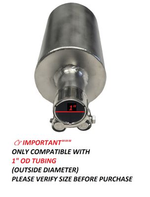 Slip-On Muffler for 1" Pipe – Fits 10–18HP Engines – 3" OD Body, 8" Length – Stainless Steel TIG Welded – Built-in Spark Arrestor – Made in USA