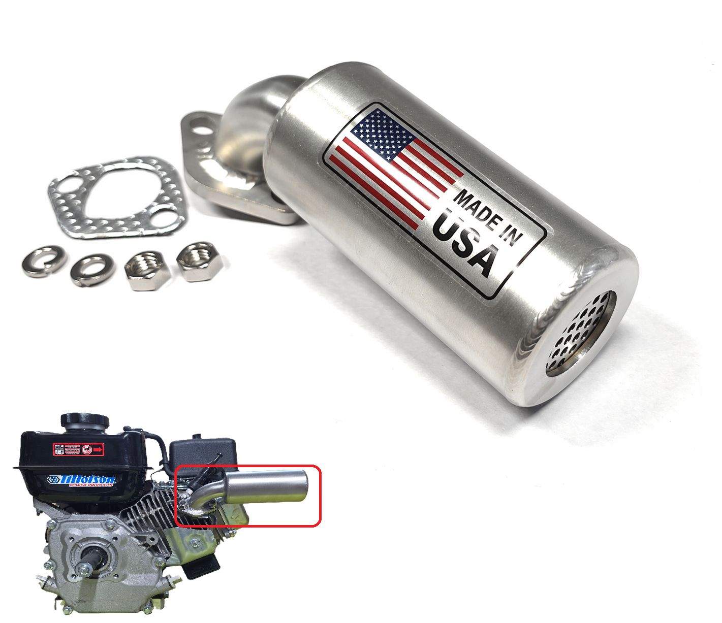 High Flow Low Profile Exhaust Muffler 🔥 D Port 🇺🇸 USA Made Fits Honda GX160 GX200 Predator 212 224 Coleman 196cc Tillotson 212