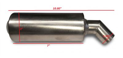 304 Stainless Steel Exhaust Muffler, 1.5 in OD Inlet, Requires 1.5 in ID Flex Tubing, Spark Arrestor, 12-22 HP