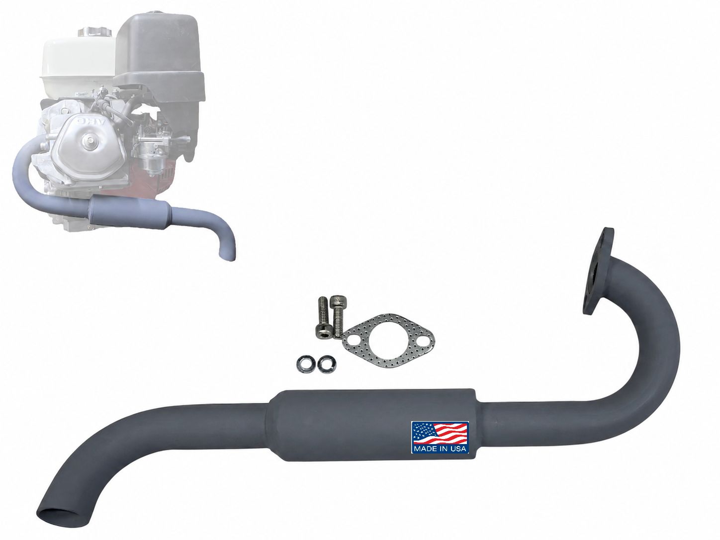 🇺🇸 USA Compact Exhaust Muffler with 90° Downward Outlet for Predator 459cc 301cc 420cc GX240 GX270 GX390 RATO 420cc Chinese Mini Dumpers