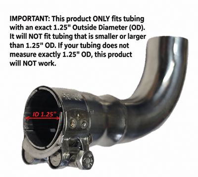 SS304 Stainless Steel Slip-On Exhaust Elbow Extension for Exact 1.25" OD Pipe – Universal Clamp-On Exhaust Redirector – Made in USA