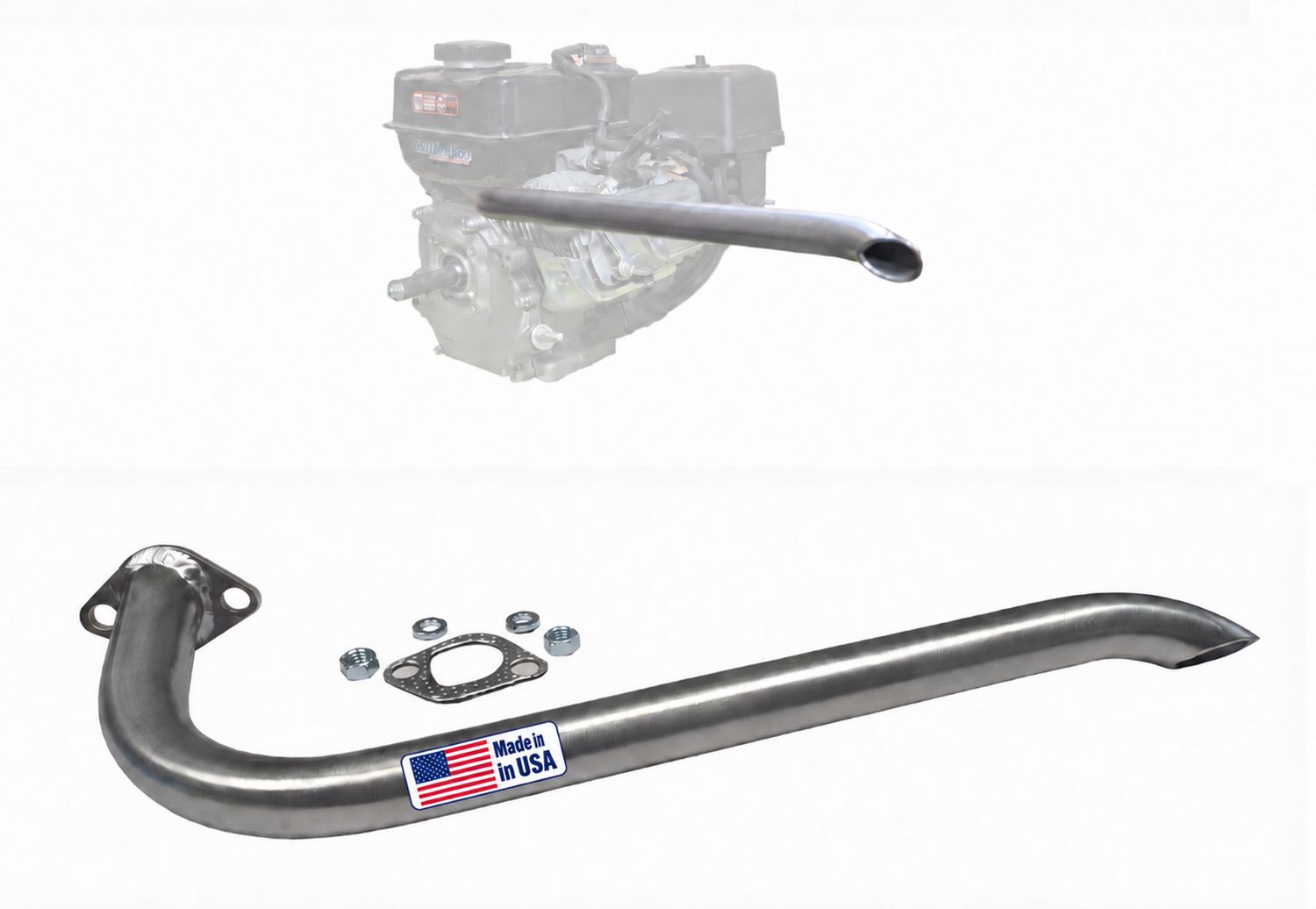 Heavy Duty 16" Long D-Port Exhaust Header Pipe – TIG Welded – Predator 212, Tillotson 212 Hemi, Honda GX160 GX200 &amp; 208cc/212cc Engines – Made in USA