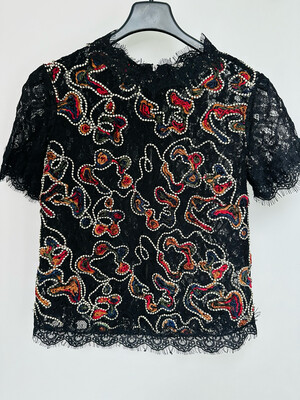Zara Beaded Lace Top Size S