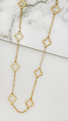 Clover Open Gold Necklace Long