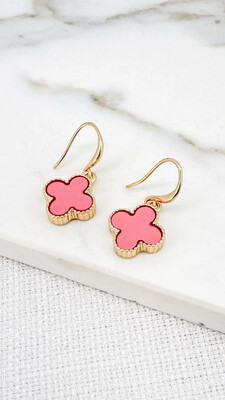Clover Drop Earrings Coral Pink