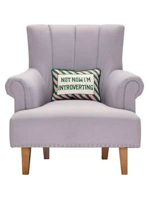 Not Now I'm Introverting Embroidered Pillow