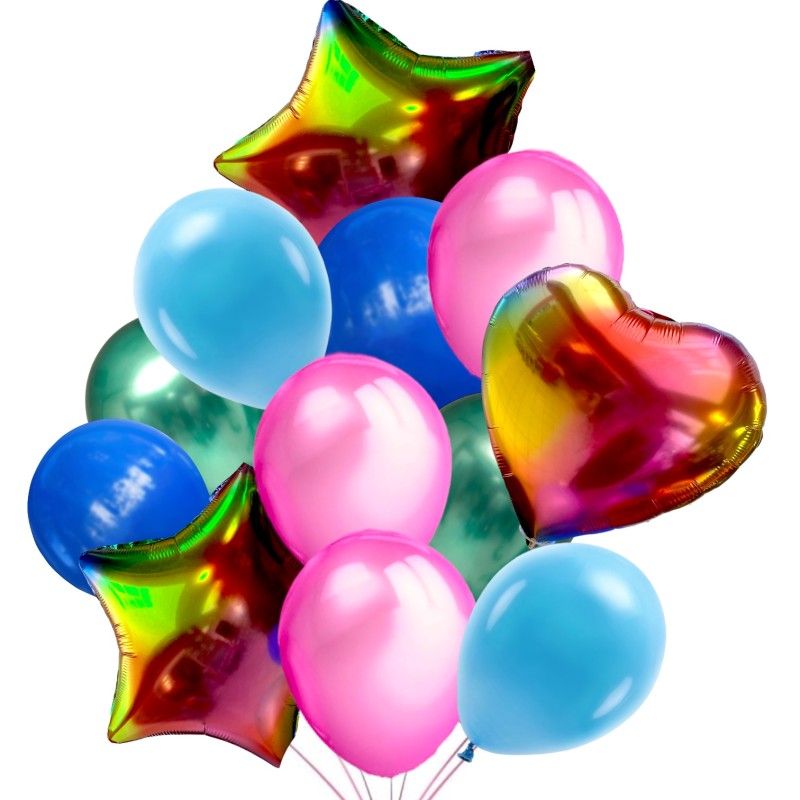 Zestaw Balonów Urodzinowy Balony Gwiazdy Serce 11szt