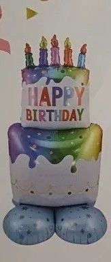 OGROMNY BALON FOLIOWY TORT URODZINOWY STOJĄCY XXL 122cm HAPPY BIRTHDAY