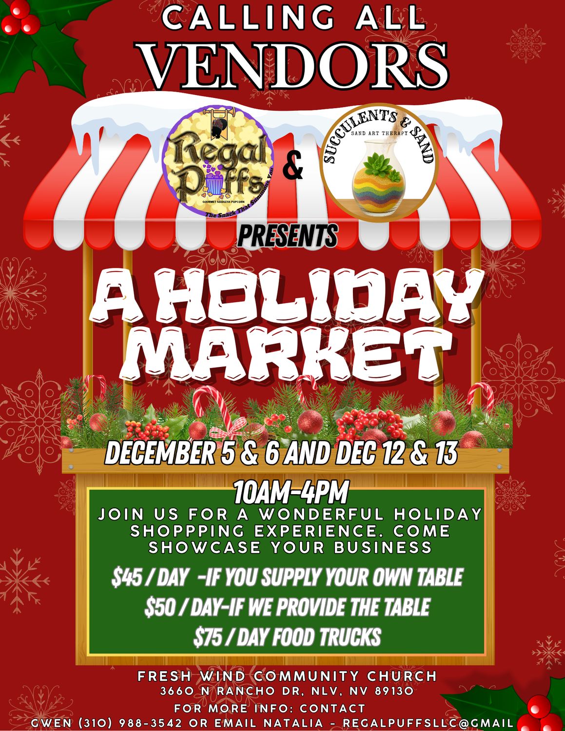 A Holiday Market Vendor space including table &amp; chair