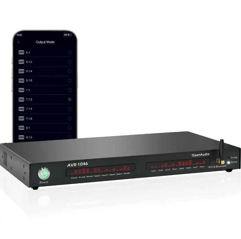 AVR-1046: ATMOS 10.4.6 | 8 Streams 8 Zones Multi-Room Streaming Amplifer | HDMI ARC, SPDlF, Line in l BT Audio